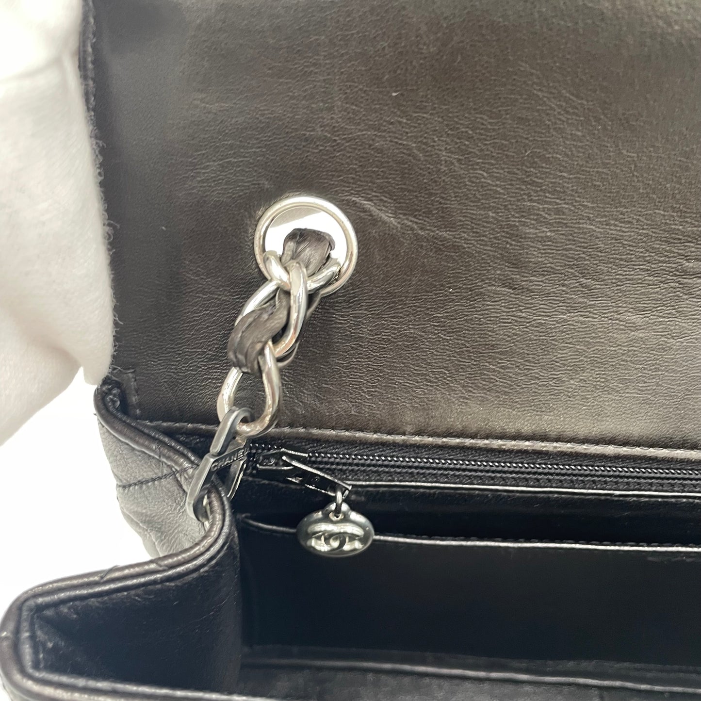 CHANEL Dark Brown Lambskin Single Flap Bag