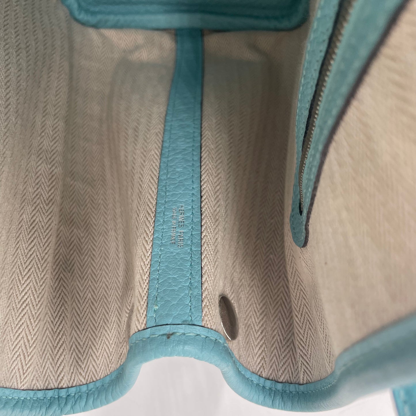HERMÈS Garden Party T (2015) Negonda Leather Blue Atoll
